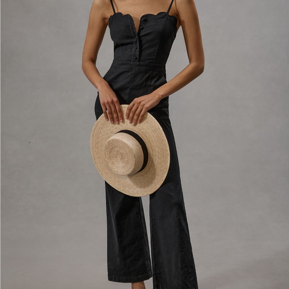 MAEVE SCALLOPED BLACK JUMPSUIT MAGIC FABRIC